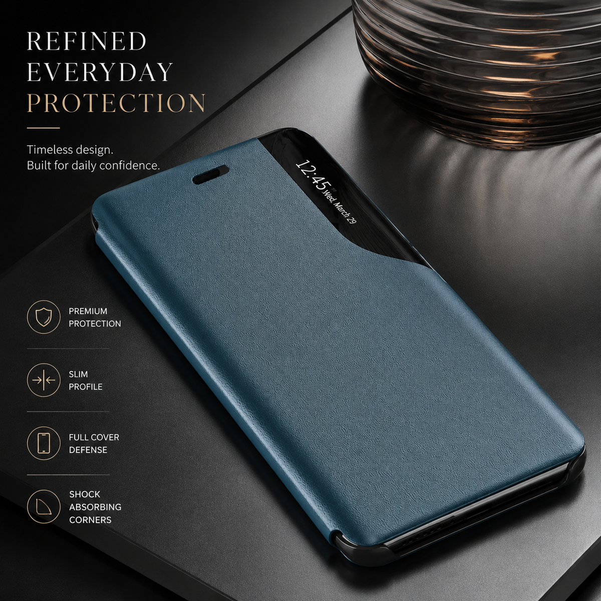 Premium iPhone Case MagSafe Compatible Flip Wallet Cover PU Leather Card Holder Kickstand Shockproof Full Protection Camera Lens Guard Slim Magnetic Design