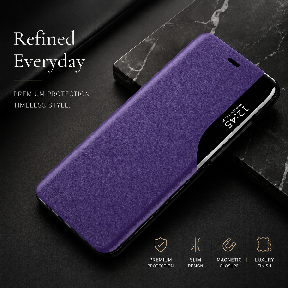 Premium iPhone Case MagSafe Compatible Flip Wallet Cover PU Leather Card Holder Kickstand Shockproof Full Protection Camera Lens Guard Slim Magnetic Design