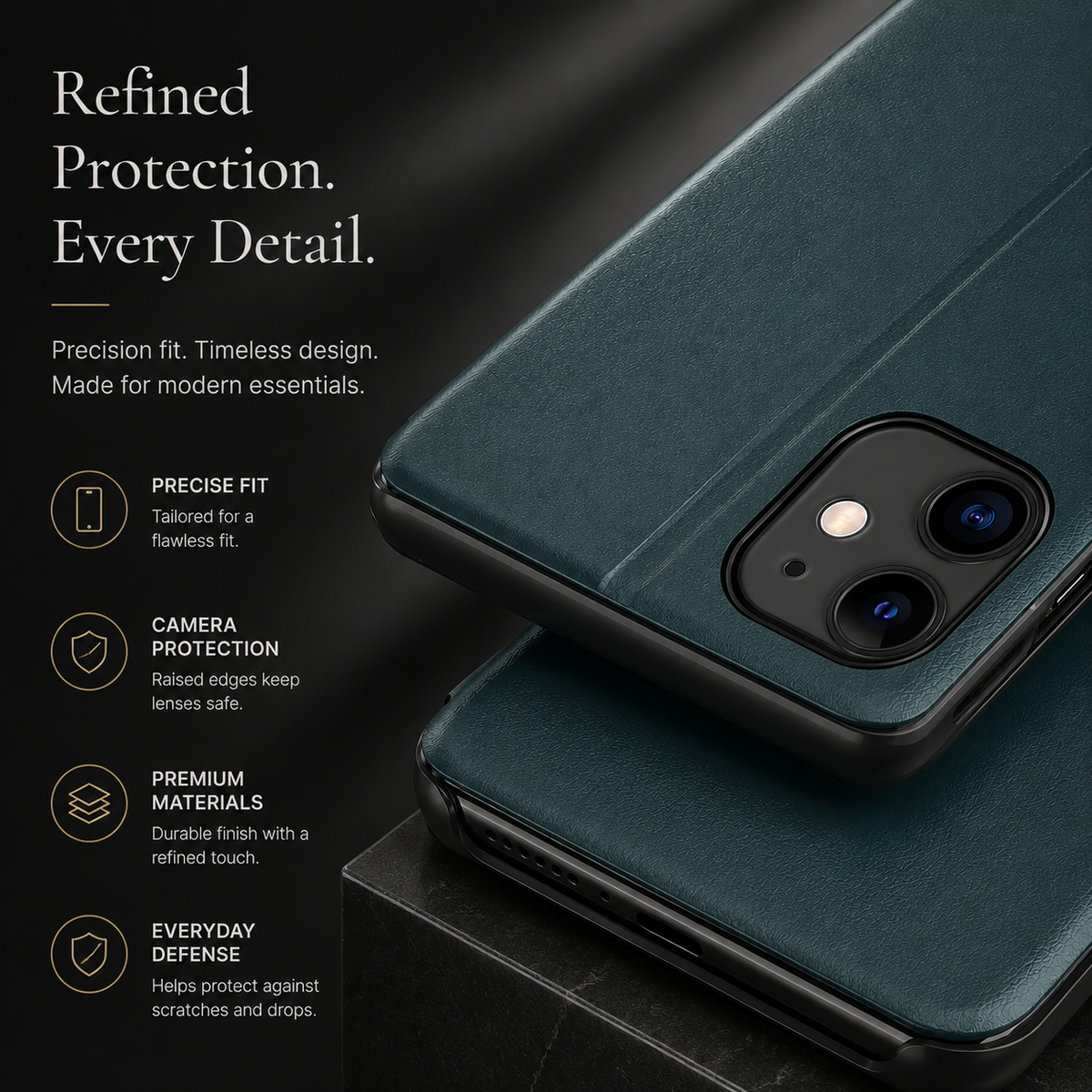 Premium iPhone Case MagSafe Compatible Flip Wallet Cover PU Leather Card Holder Kickstand Shockproof Full Protection Camera Lens Guard Slim Magnetic Design