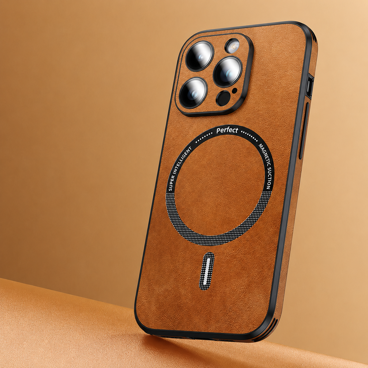 Premium iPhone Case MagSafe Compatible Genuine Leather Shockproof Protective Cover Camera Lens Protection Magnetic Slim Design Soft Touch Grip