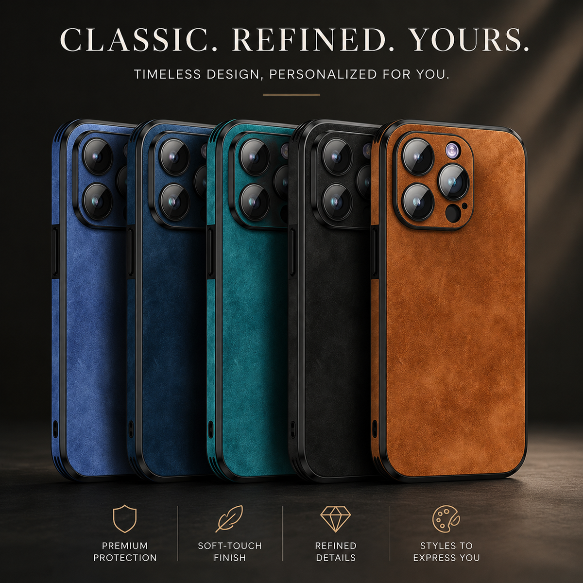Premium iPhone Case MagSafe Compatible Genuine Leather Shockproof Protective Cover Camera Lens Protection Slim Magnetic Design Soft Touch Grip
