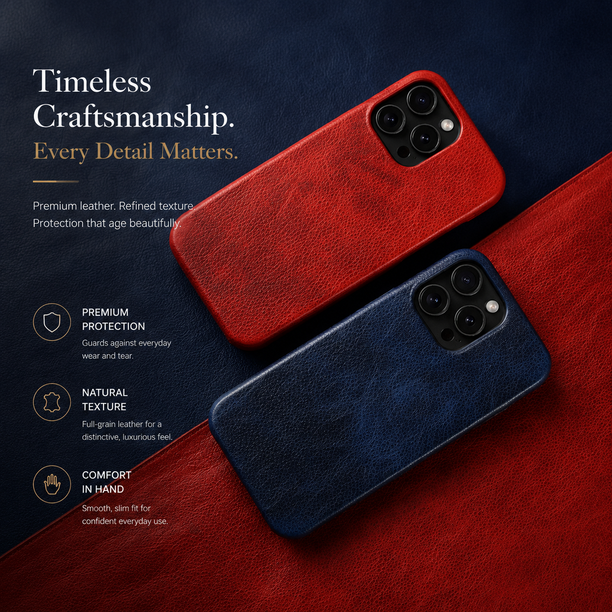 Premium iPhone Case MagSafe Compatible Genuine Leather Shockproof Protective Cover Strap Design Camera Lens Protection Slim Magnetic Carry Strap Design
