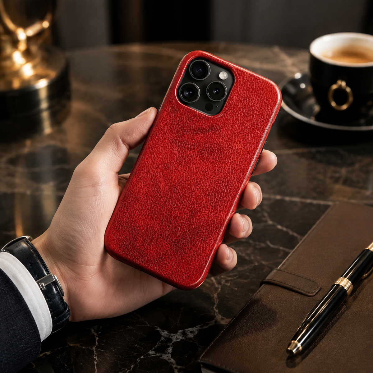 Premium iPhone Case MagSafe Compatible Genuine Leather Shockproof Protective Cover Strap Design Camera Lens Protection Slim Magnetic Carry Strap Design