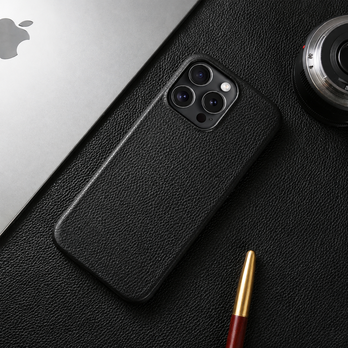 Premium iPhone Case MagSafe Compatible Genuine Leather Shockproof Protective Cover Strap Design Camera Lens Protection Slim Magnetic Carry Strap Design