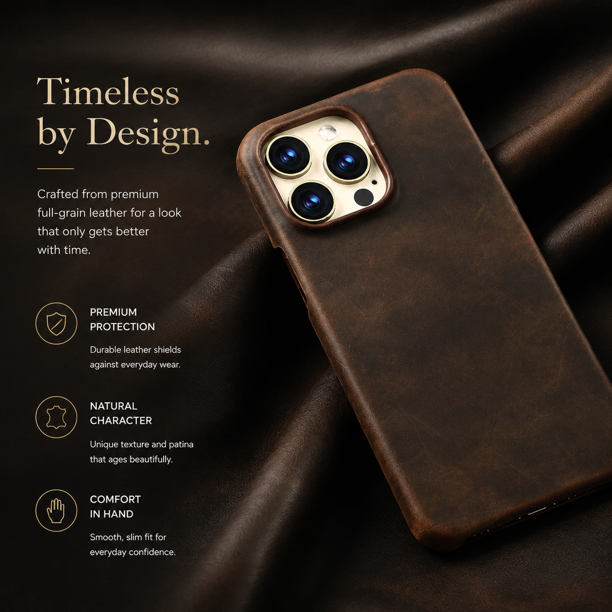 Premium iPhone Case MagSafe Compatible Genuine Leather Shockproof Protective Cover Strap Design Camera Lens Protection Slim Magnetic Carry Strap Design