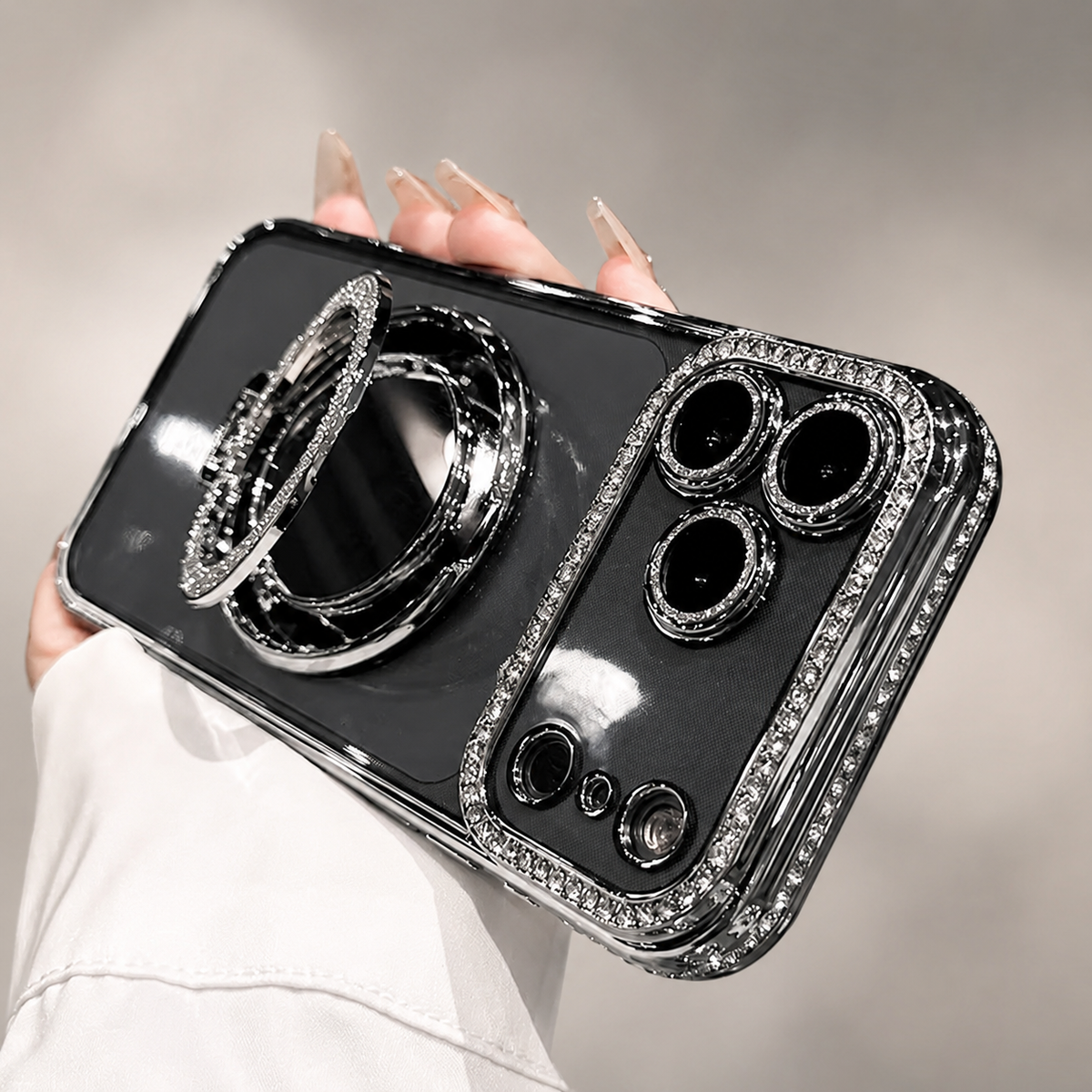Premium iPhone Case MagSafe Compatible Glitter Clear Protective Cover Diamond Mirror Shockproof Anti Scratch Anti Fingerprint Slim Camera Protection Non Slip