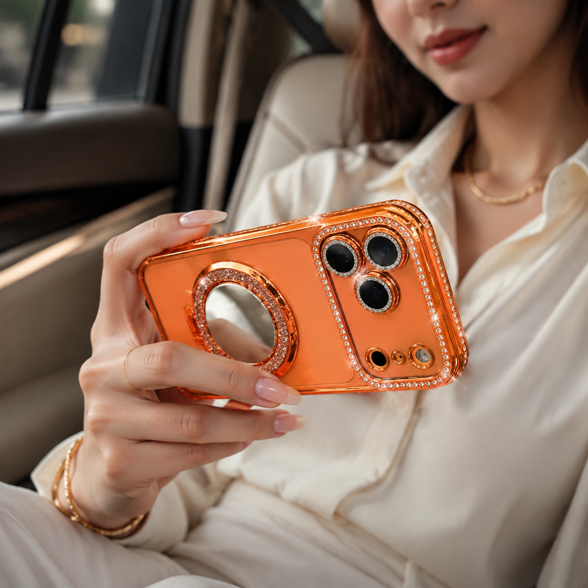 Premium iPhone Case MagSafe Compatible Glitter Clear Protective Cover Diamond Mirror Shockproof Anti Scratch Anti Fingerprint Slim Camera Protection Non Slip