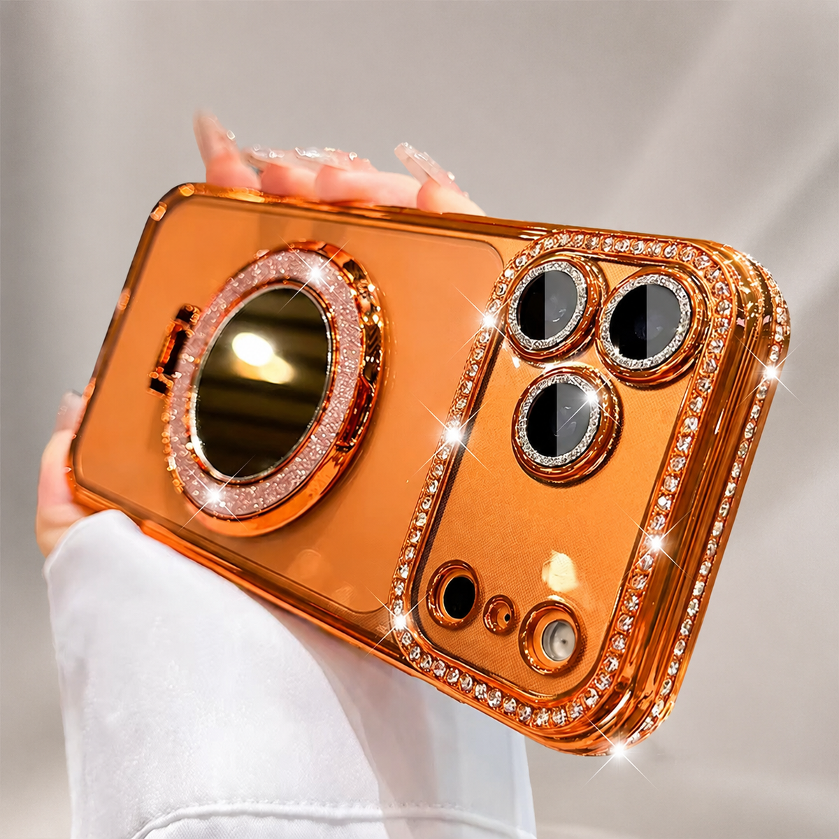 Premium iPhone Case MagSafe Compatible Glitter Clear Protective Cover Diamond Mirror Shockproof Anti Scratch Anti Fingerprint Slim Camera Protection Non Slip