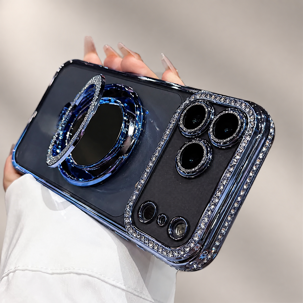 Premium iPhone Case MagSafe Compatible Glitter Clear Protective Cover Diamond Mirror Shockproof Anti Scratch Anti Fingerprint Slim Camera Protection Non Slip