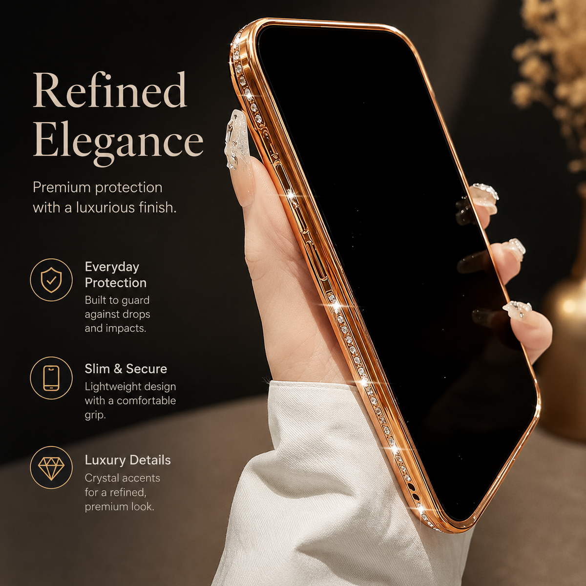 Premium iPhone Case MagSafe Compatible Glitter Clear Protective Cover Diamond Mirror Shockproof Anti Scratch Anti Fingerprint Slim Camera Protection Non Slip
