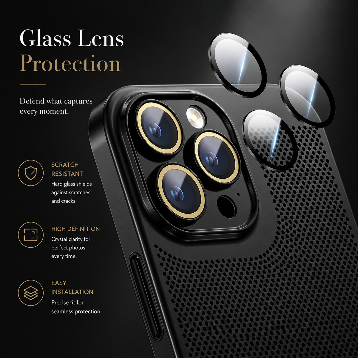 Premium iPhone Case MagSafe Compatible Honeycomb Texture Heat Dissipation Shockproof Protective Cover Camera Lens Protection Slim Design