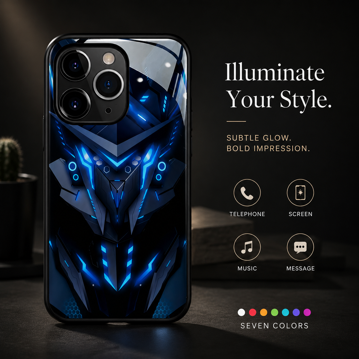 Premium iPhone Case MagSafe Compatible LED Notification Light Shockproof Protective Cover Mecha Design Camera Lens Protection Ultra Thin Slim Design