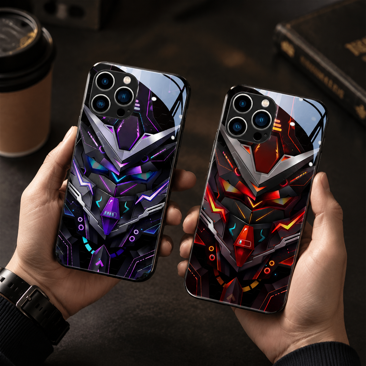 Premium iPhone Case MagSafe Compatible LED Notification Light Shockproof Protective Cover Mecha Design Camera Lens Protection Ultra Thin Slim Design