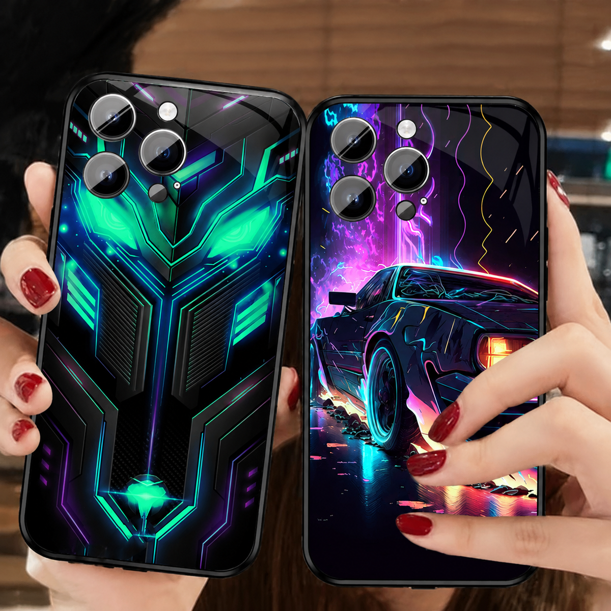 Premium iPhone Case MagSafe Compatible LED Notification Light Shockproof Protective Cover Mecha Design Camera Lens Protection Ultra Thin Slim Design