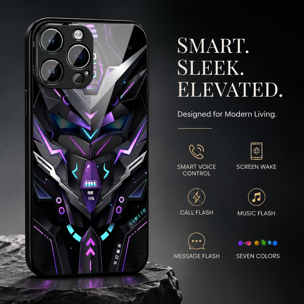 Premium iPhone Case MagSafe Compatible LED Notification Light Shockproof Protective Cover Mecha Design Camera Lens Protection Ultra Thin Slim Design