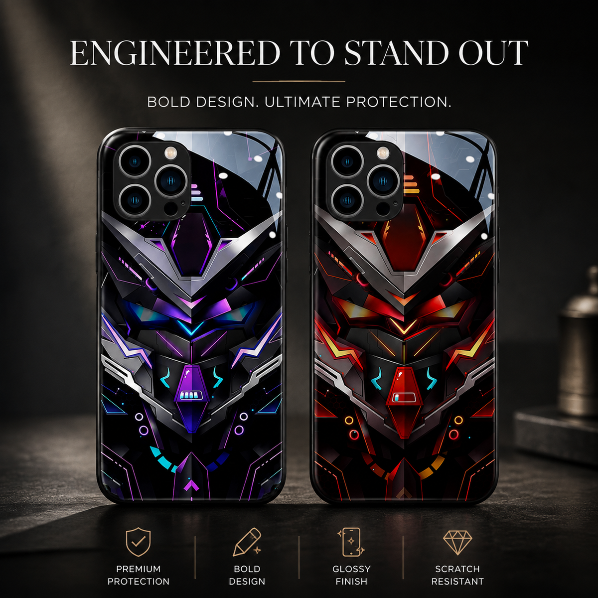 Premium iPhone Case MagSafe Compatible LED Notification Light Shockproof Protective Cover Mecha Design Camera Lens Protection Ultra Thin Slim Design