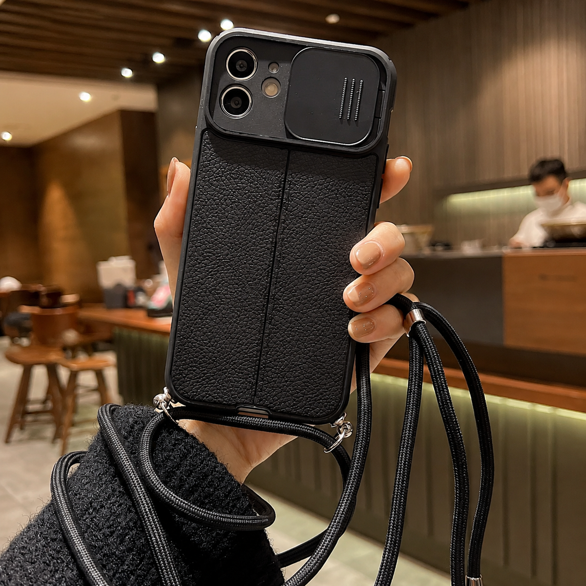 Premium iPhone Case MagSafe Compatible Leather Texture Sliding Camera Cover Shockproof Protective Cover Camera Lens Protection Slim Magnetic Design
