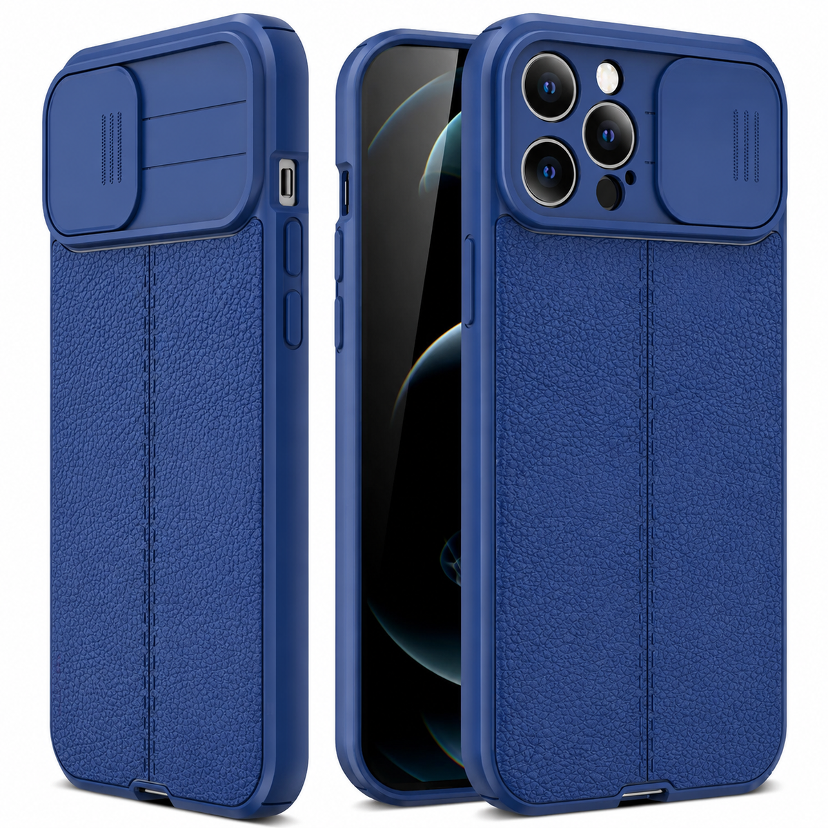 Premium iPhone Case MagSafe Compatible Leather Texture Sliding Camera Cover Shockproof Protective Cover Camera Lens Protection Slim Magnetic Design