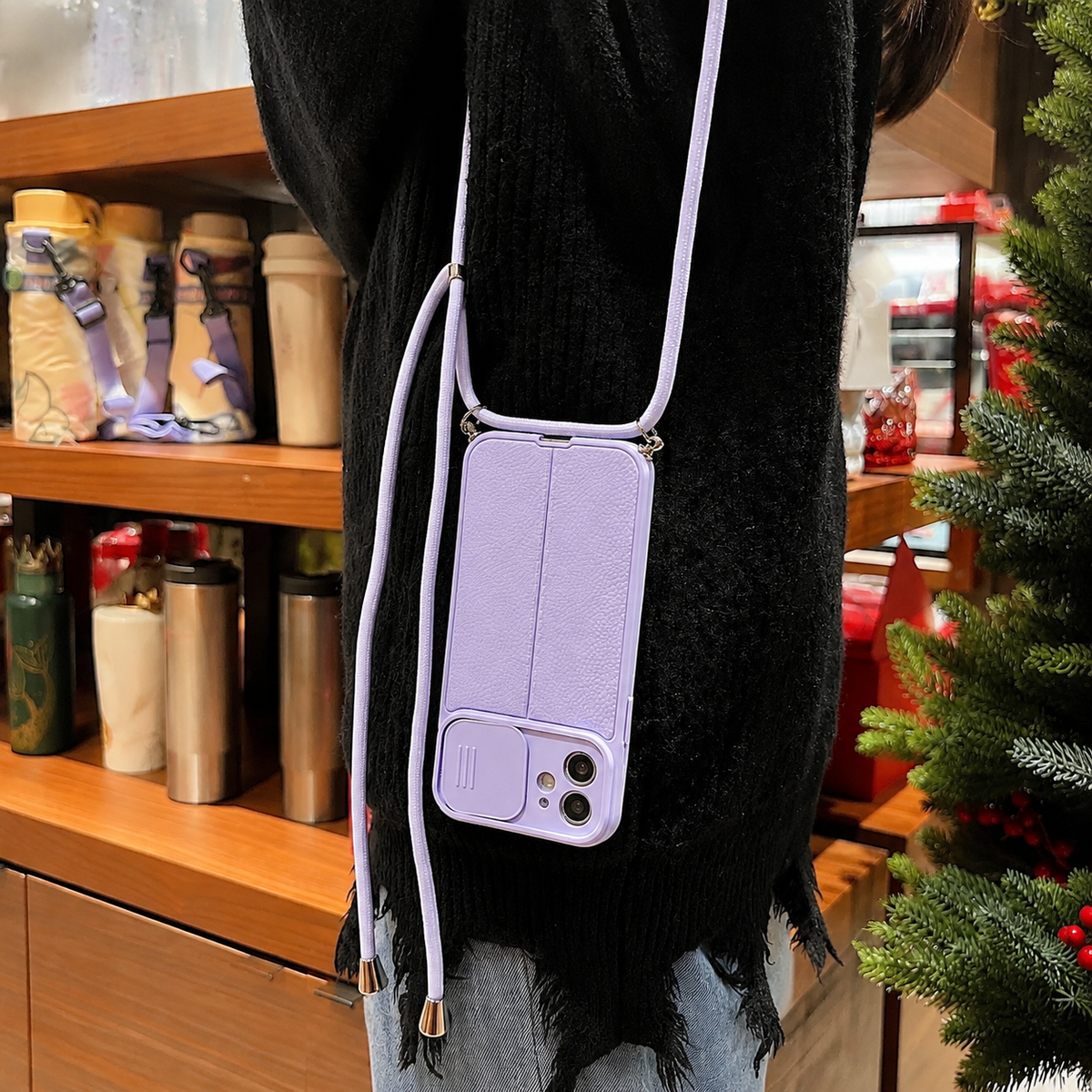 Premium iPhone Case MagSafe Compatible Leather Texture Sliding Camera Cover Shockproof Protective Cover Camera Lens Protection Slim Magnetic Design