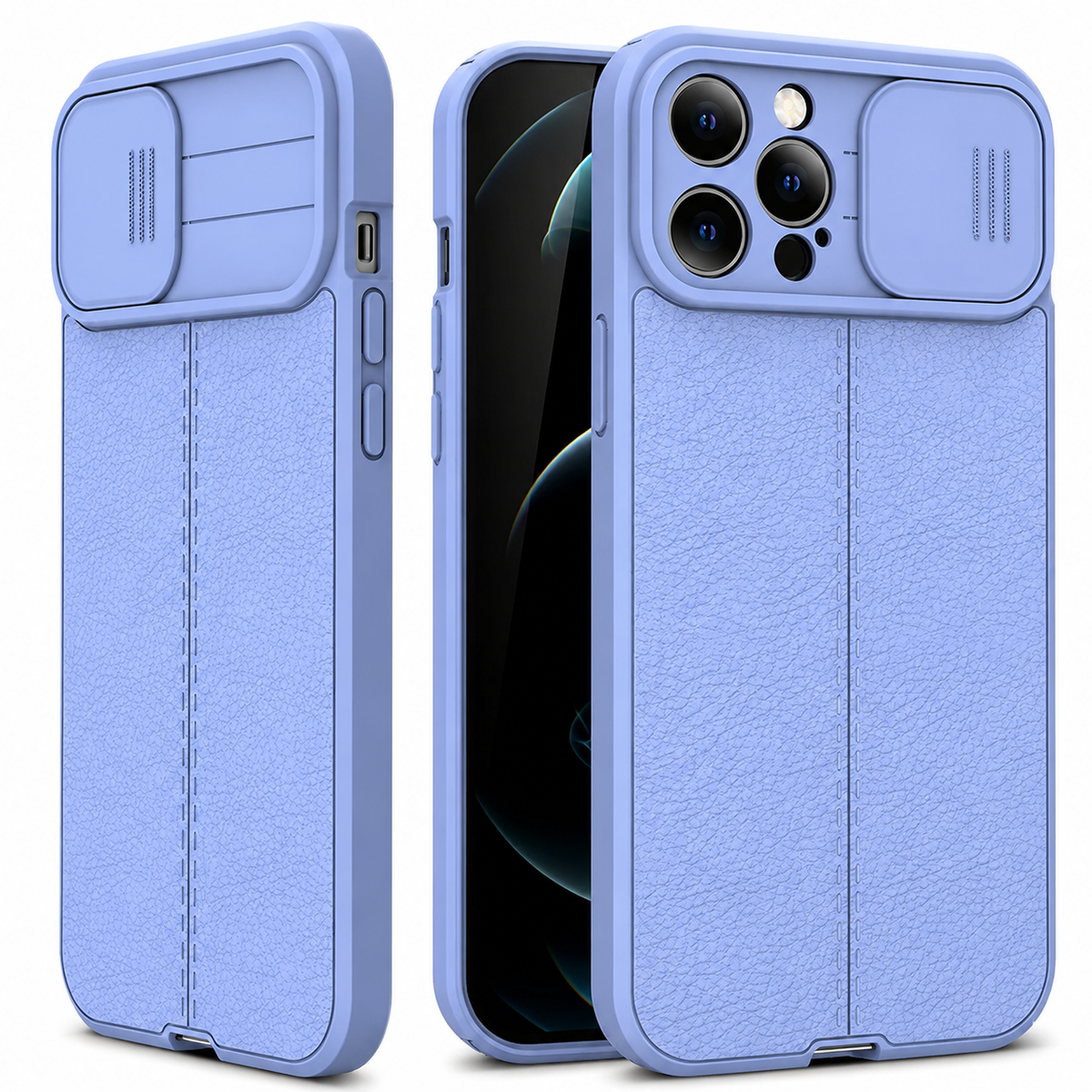 Premium iPhone Case MagSafe Compatible Leather Texture Sliding Camera Cover Shockproof Protective Cover Camera Lens Protection Slim Magnetic Design