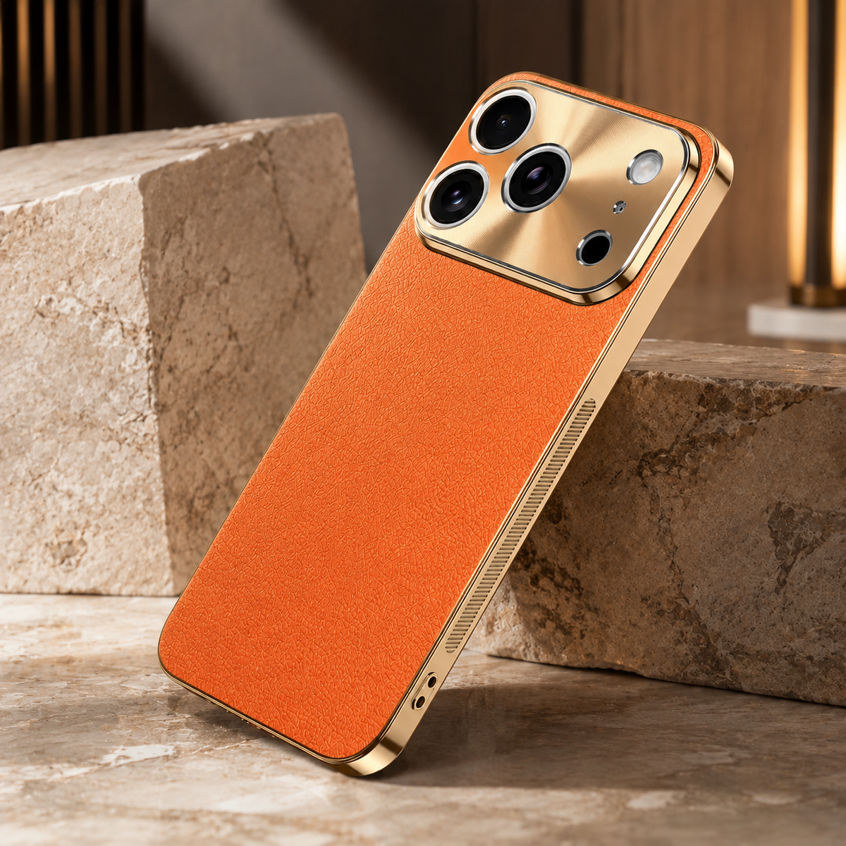 Premium iPhone Case MagSafe Compatible Lychee Texture Leather Cover Electroplated Frame Shockproof Camera Lens Protection Slim Magnetic Anti Slip Design