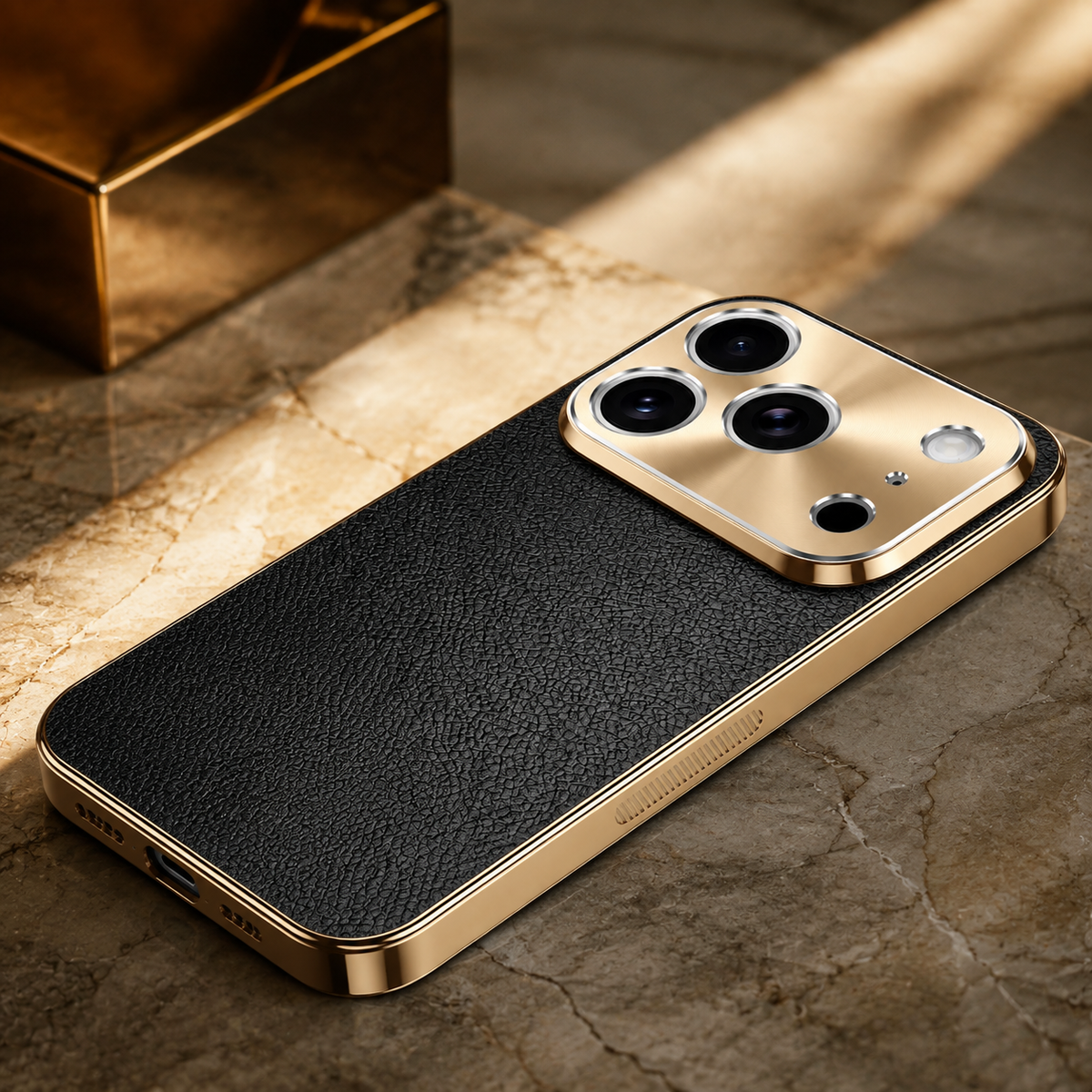 Premium iPhone Case MagSafe Compatible Lychee Texture Leather Cover Electroplated Frame Shockproof Camera Lens Protection Slim Magnetic Anti Slip Design