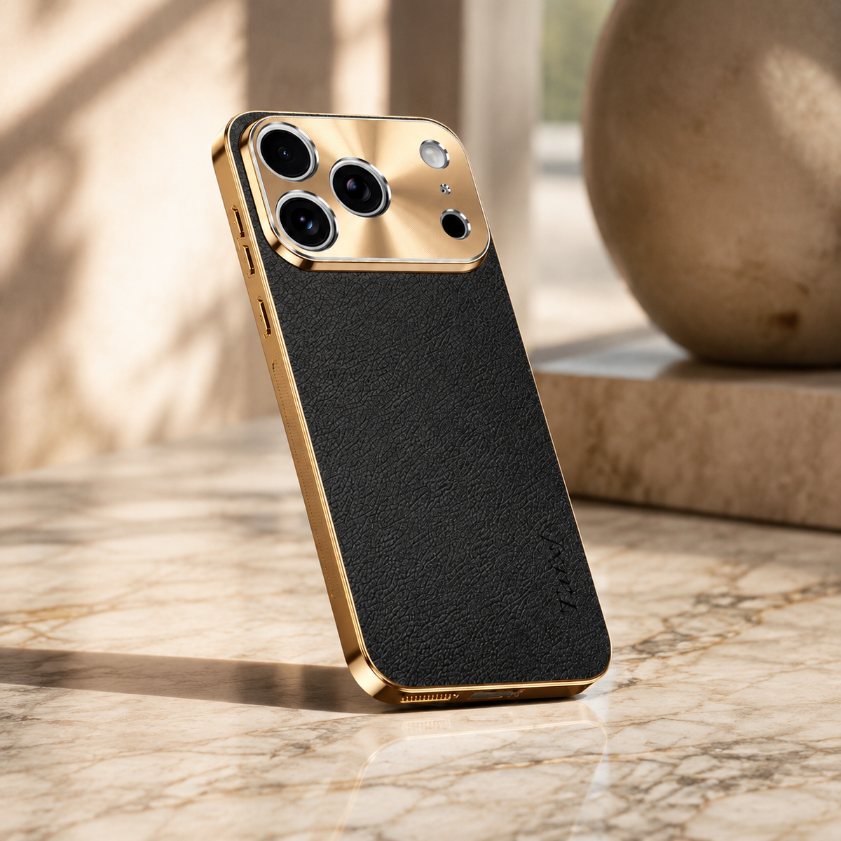 Premium iPhone Case MagSafe Compatible Lychee Texture Leather Cover Electroplated Frame Shockproof Camera Lens Protection Slim Magnetic Anti Slip Design