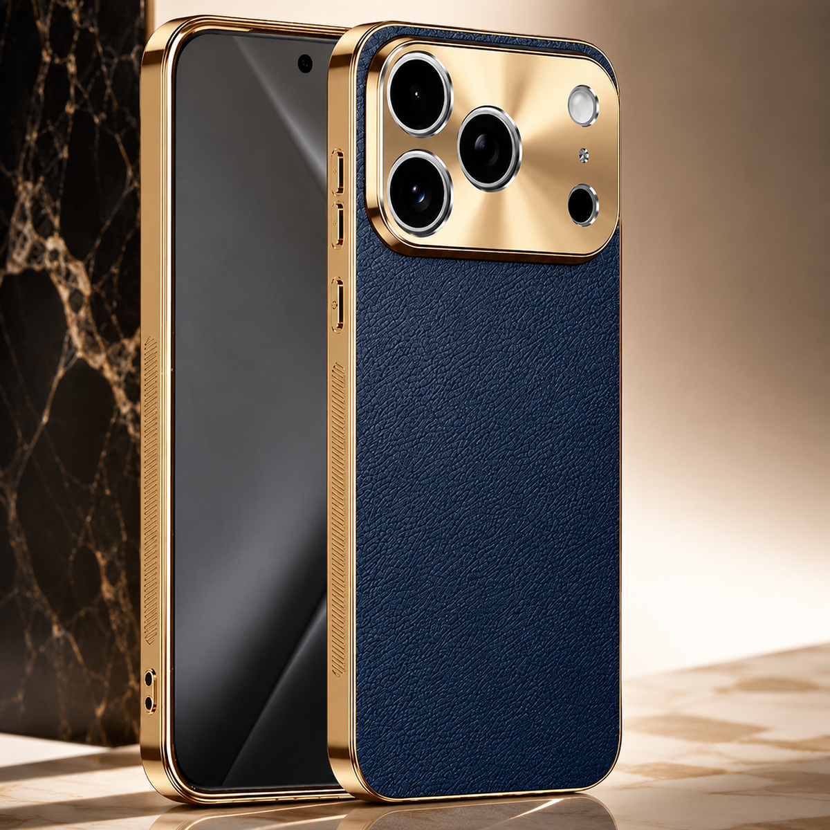 Premium iPhone Case MagSafe Compatible Lychee Texture Leather Cover Electroplated Frame Shockproof Camera Lens Protection Slim Magnetic Anti Slip Design