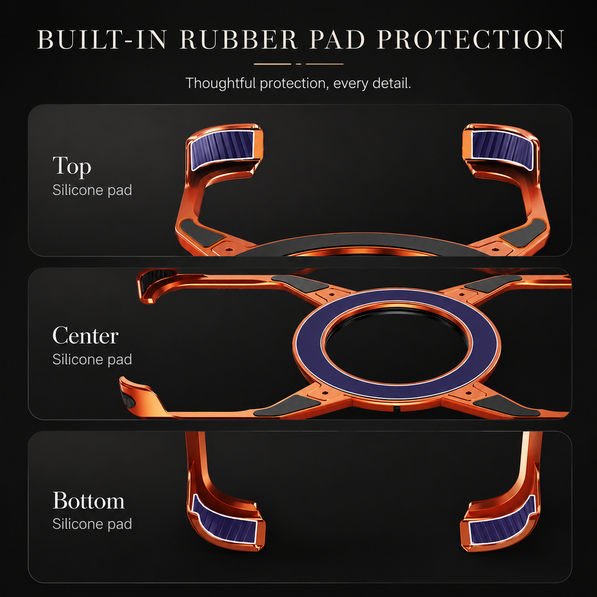 Premium iPhone Case MagSafe Compatible Magnetic Bumper Aluminum Alloy Frame 360° Rotating Ring Stand Shockproof Edge Protection Camera Lens Guard Slim Design
