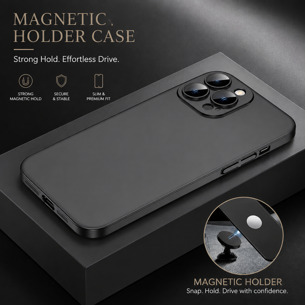 Premium iPhone Case MagSafe Compatible Magnetic Car Mount Matte Shockproof Protective Cover Camera Lens Protection Ultra Thin Slim Design