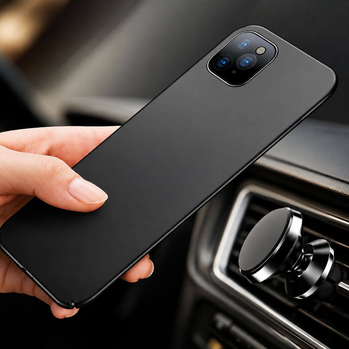 Premium iPhone Case MagSafe Compatible Magnetic Car Mount Matte Shockproof Protective Cover Camera Lens Protection Ultra Thin Slim Design