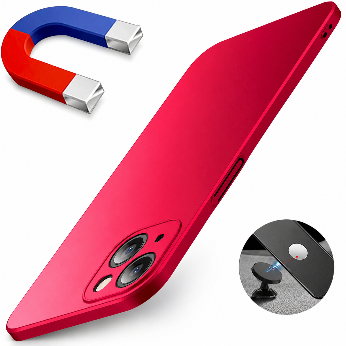 Premium iPhone Case MagSafe Compatible Magnetic Car Mount Matte Shockproof Protective Cover Camera Lens Protection Ultra Thin Slim Design