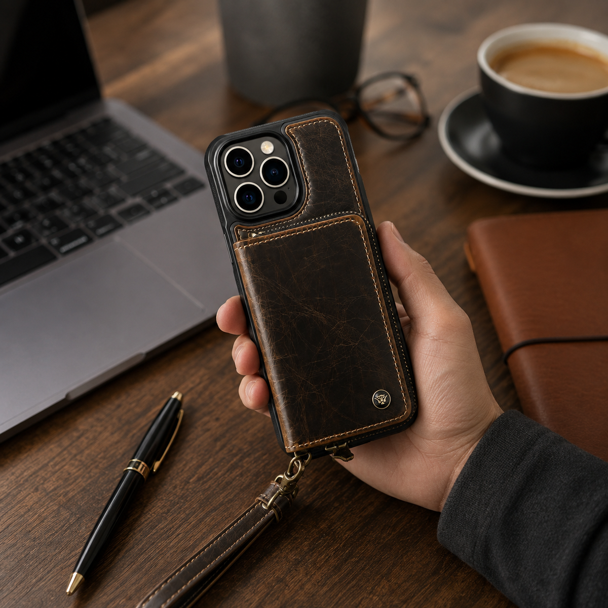 Premium iPhone Case MagSafe Compatible Magnetic Crossbody Wallet Cover PU Leather Card Holder Strap Stand Shockproof Full Protection Slim Design