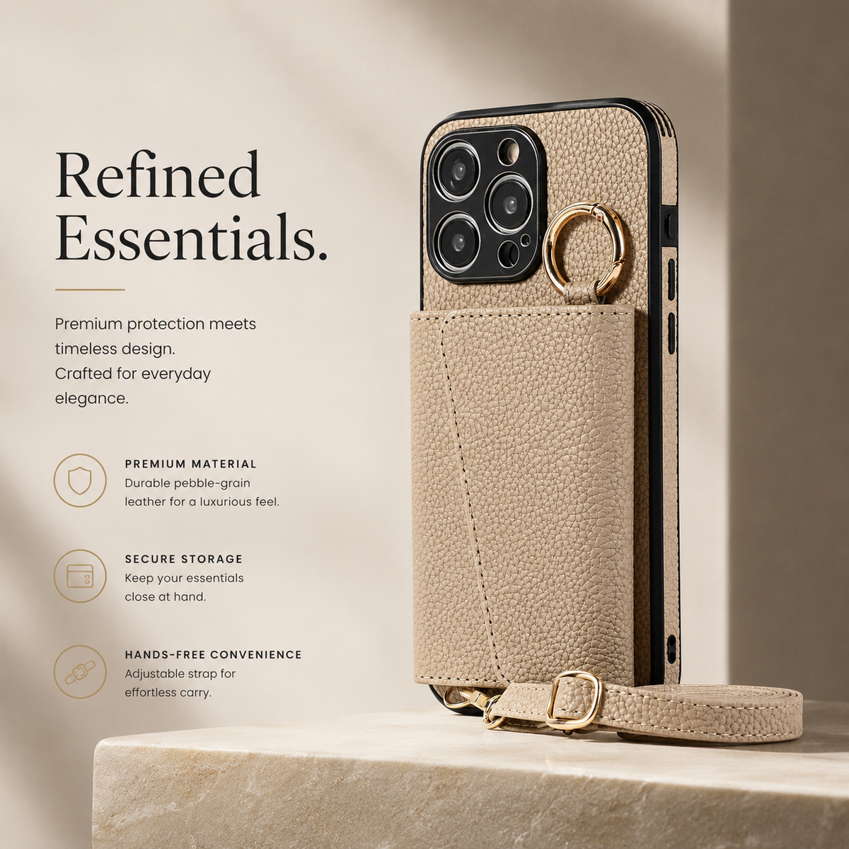 Premium iPhone Case MagSafe Compatible Magnetic Crossbody Wallet Cover PU Leather Card Slots Finger Ring Buckle Strap Shockproof Full Protection Slim Design