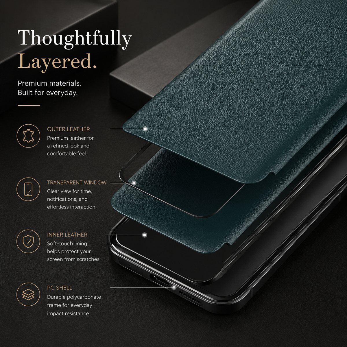 Premium iPhone Case MagSafe Compatible Magnetic Flip Wallet Cover PU Leather Card Holder Kickstand Shockproof Full Protection Camera Lens Guard Slim Design
