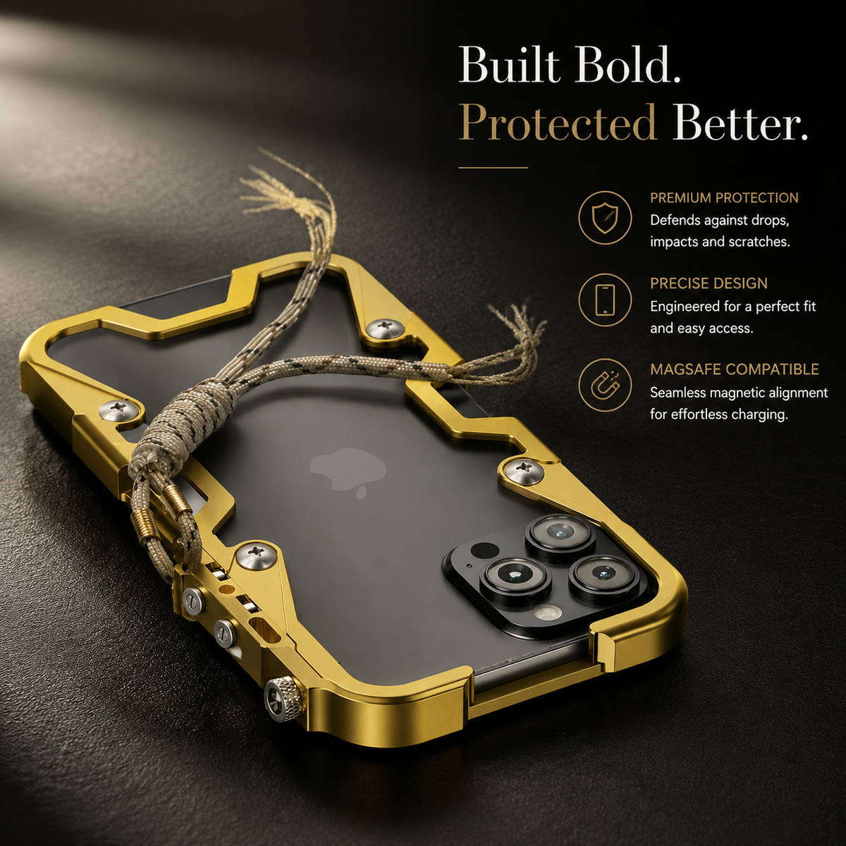 Premium iPhone Case MagSafe Compatible Magnetic Protective Cover Aluminum Armor Bumper Frame Shockproof Heavy Duty Rugged Slim Design