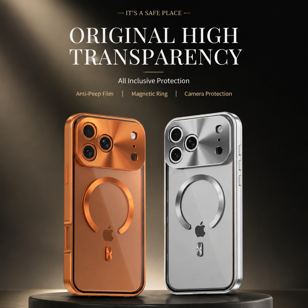 Premium iPhone Case MagSafe Compatible Magnetic Protective Cover Aluminum Frame Privacy Screen Protector Clear Back Shockproof Camera Lens Guard Slim Design