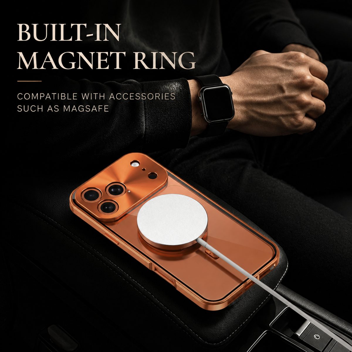 Premium iPhone Case MagSafe Compatible Magnetic Protective Cover Aluminum Frame Privacy Screen Protector Clear Back Shockproof Camera Lens Guard Slim Design