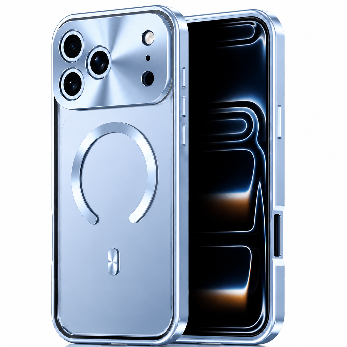 Premium iPhone Case MagSafe Compatible Magnetic Protective Cover Aluminum Frame Privacy Screen Protector Clear Back Shockproof Camera Lens Guard Slim Design