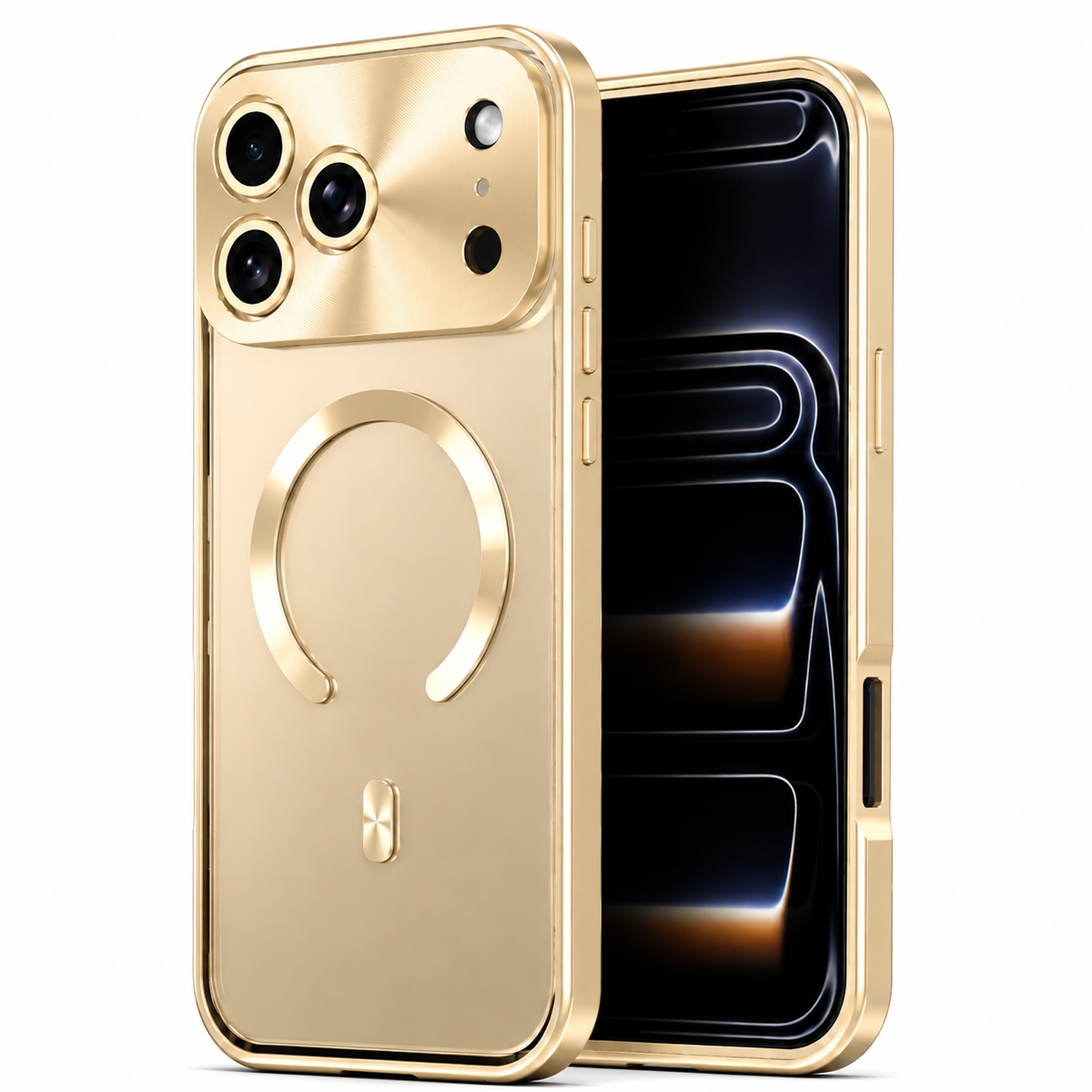 Premium iPhone Case MagSafe Compatible Magnetic Protective Cover Aluminum Frame Privacy Screen Protector Clear Back Shockproof Camera Lens Guard Slim Design