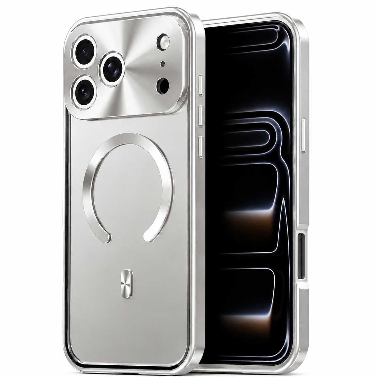 Premium iPhone Case MagSafe Compatible Magnetic Protective Cover Aluminum Frame Privacy Screen Protector Clear Back Shockproof Camera Lens Guard Slim Design