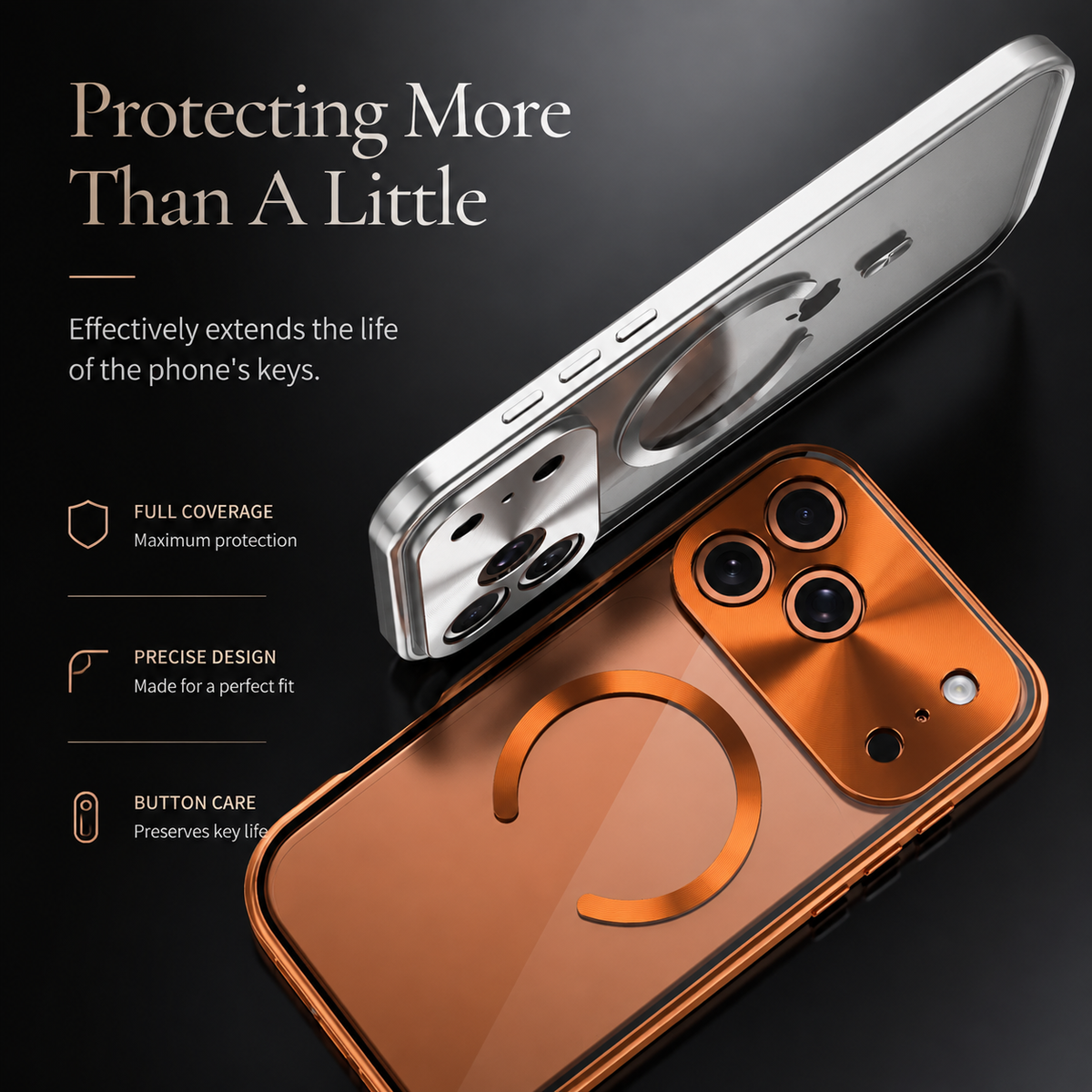 Premium iPhone Case MagSafe Compatible Magnetic Protective Cover Aluminum Frame Privacy Screen Protector Clear Back Shockproof Camera Lens Guard Slim Design