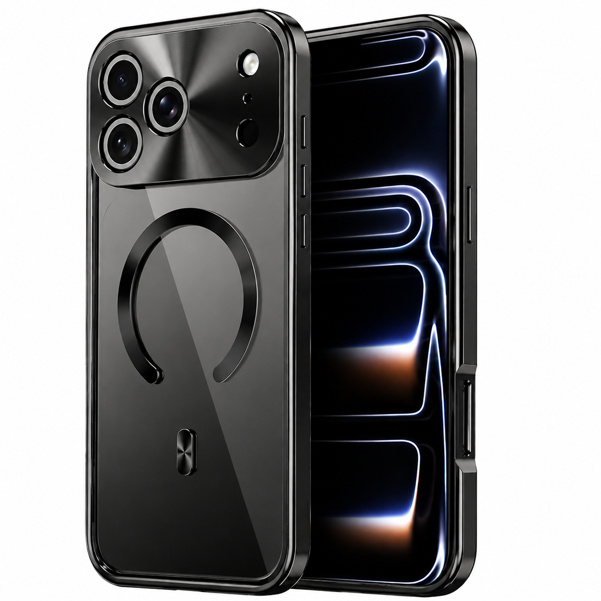 Premium iPhone Case MagSafe Compatible Magnetic Protective Cover Aluminum Frame Privacy Screen Protector Clear Back Shockproof Camera Lens Guard Slim Design