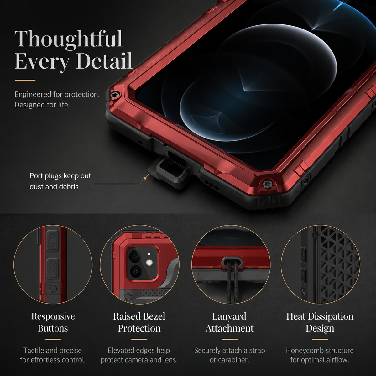 Premium iPhone Case MagSafe Compatible Magnetic Protective Cover IP68 Waterproof Aluminum Armor Frame Shockproof Full Body Protection Camera Lens Guard Rugged Design