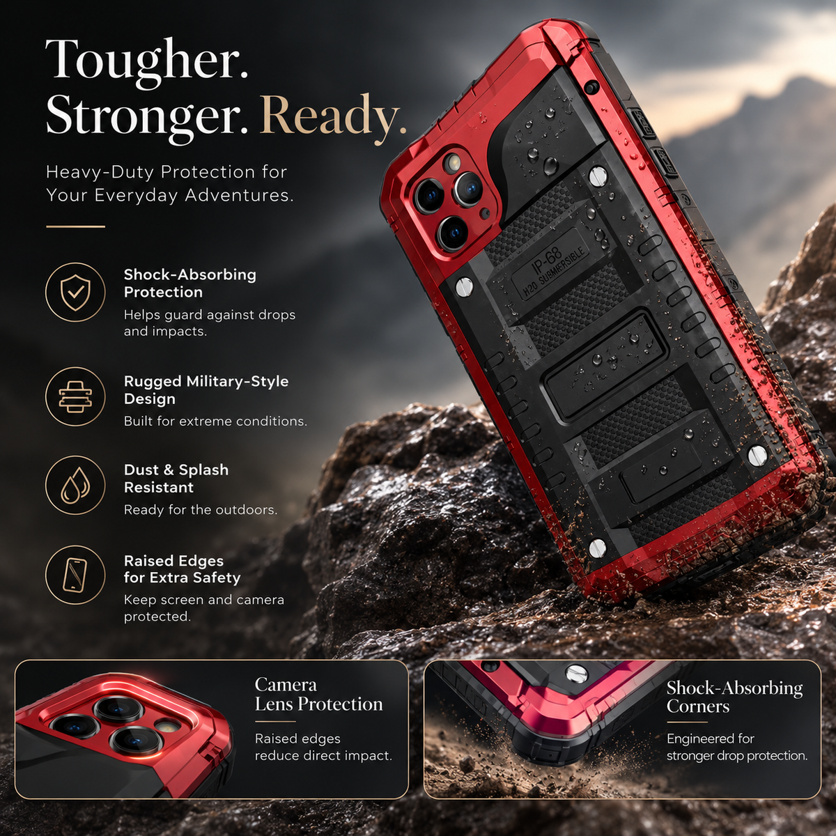 Premium iPhone Case MagSafe Compatible Magnetic Protective Cover IP68 Waterproof Aluminum Armor Frame Shockproof Full Body Protection Camera Lens Guard Rugged Design