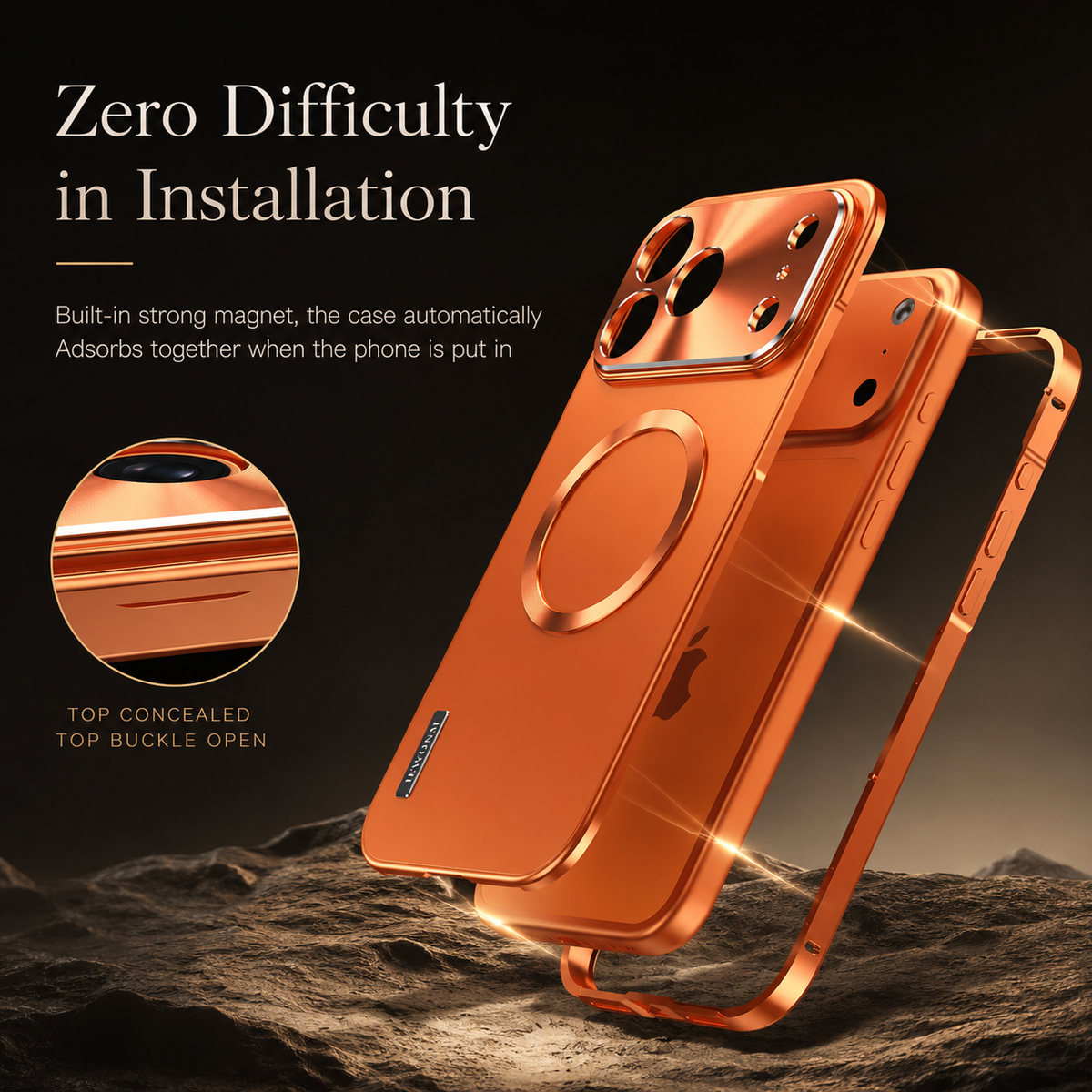 Premium iPhone Case MagSafe Compatible Magnetic Shockproof Protective Cover Aluminum Frame Frosted Matte Back Camera Lens Protection Ultra Thin Full Protection Design
