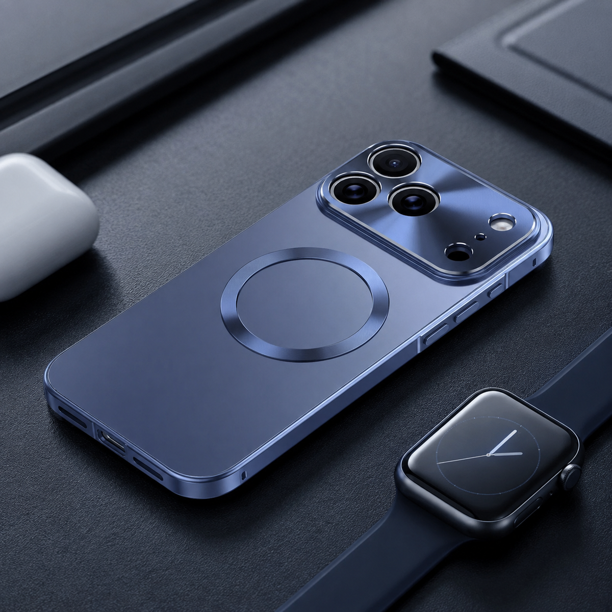 Premium iPhone Case MagSafe Compatible Magnetic Shockproof Protective Cover Aluminum Frame Frosted Matte Back Camera Lens Protection Ultra Thin Full Protection Design