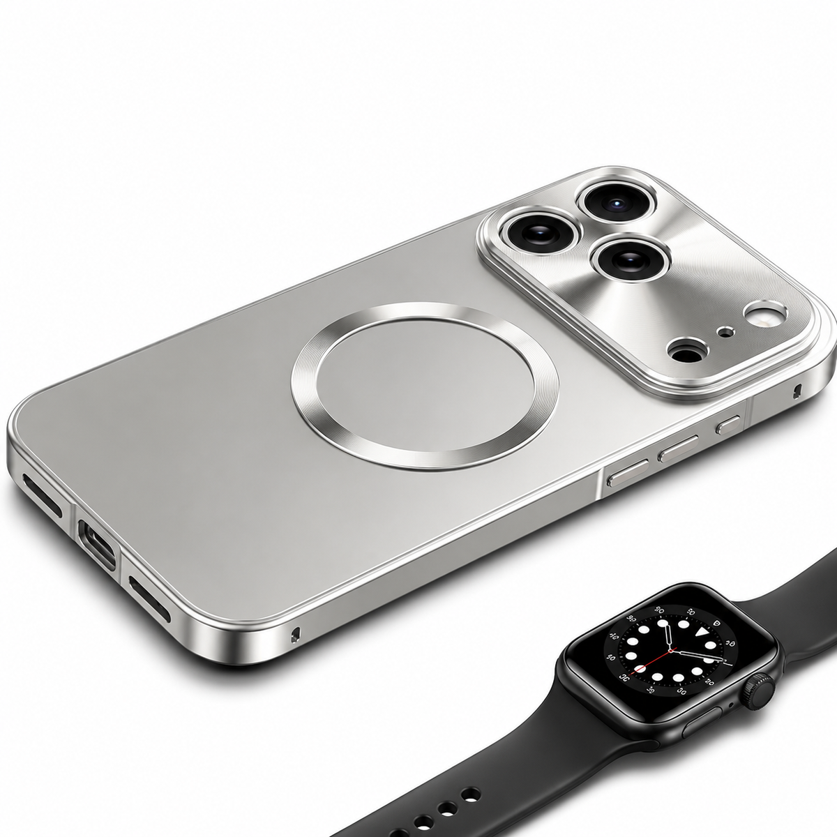 Premium iPhone Case MagSafe Compatible Magnetic Shockproof Protective Cover Aluminum Frame Frosted Matte Back Camera Lens Protection Ultra Thin Full Protection Design