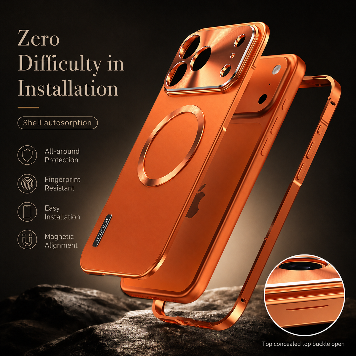 Premium iPhone Case MagSafe Compatible Magnetic Shockproof Protective Cover Aluminum Frame Frosted Matte Back Camera Lens Protection Ultra Thin Full Protection Design