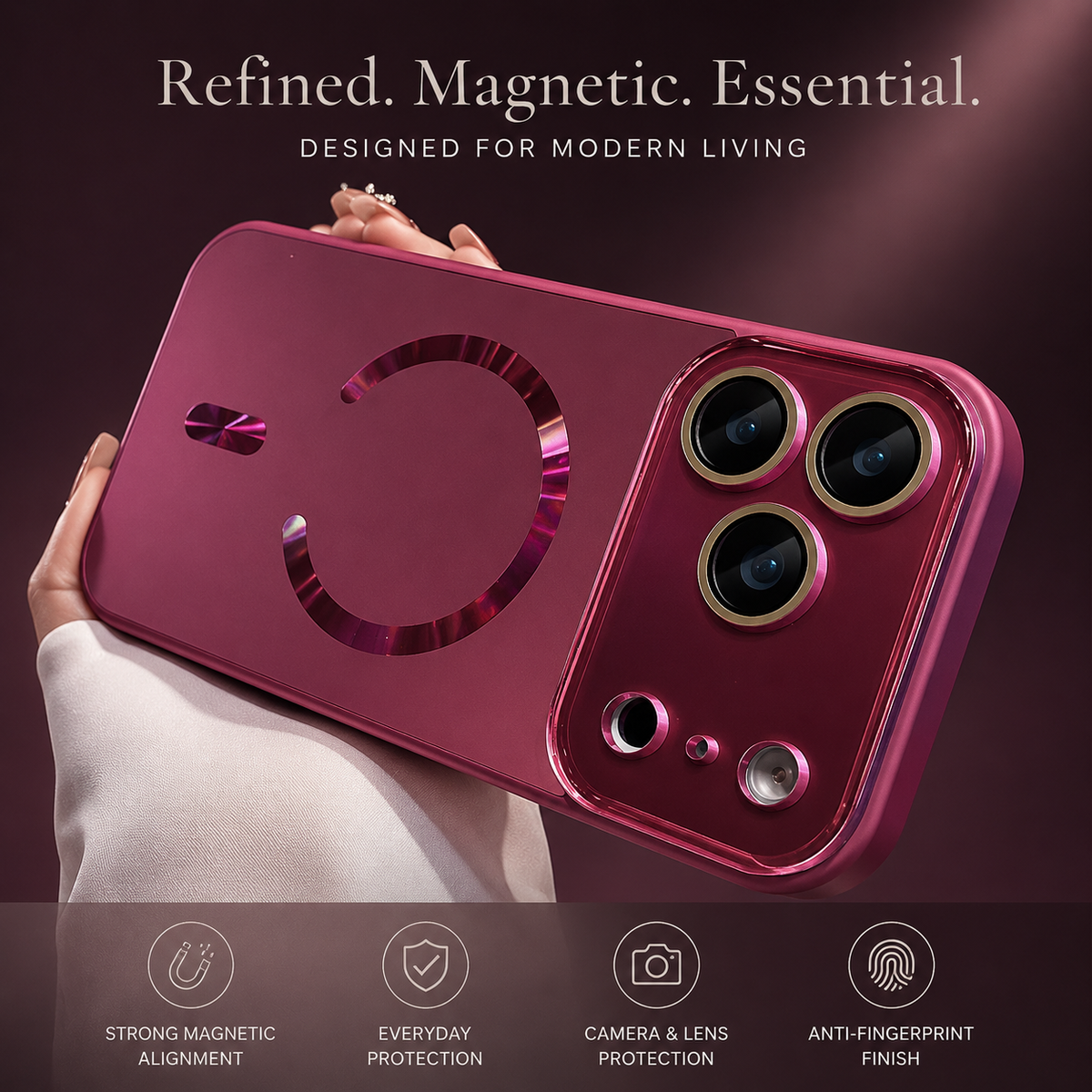 Premium iPhone Case MagSafe Compatible Matte Glass Shockproof Protective Cover Camera Lens Protection Anti Fingerprint Slim Magnetic Full Coverage